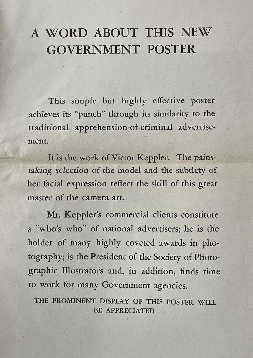Original Large Size C.1944 Victor Keppler WWII Propaganda Poster